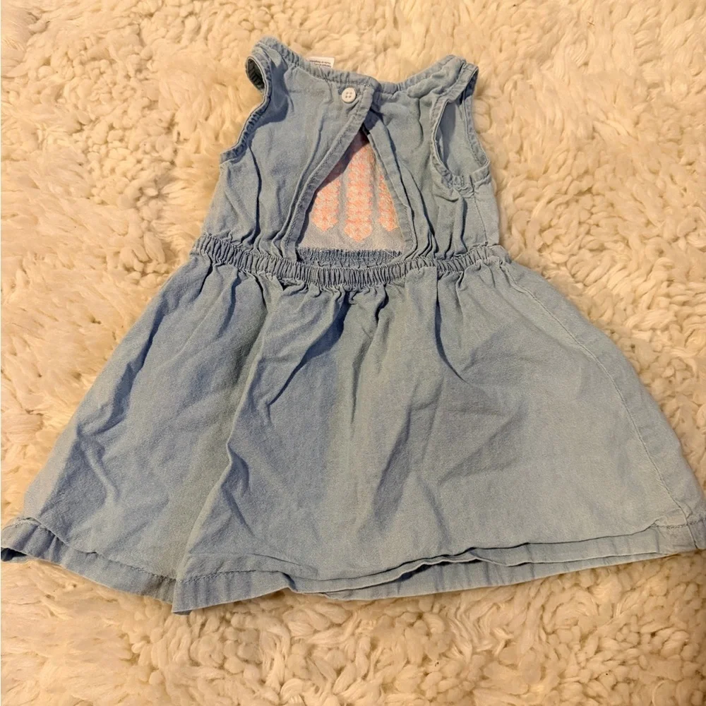 Carter's Light Blue Dress with Pink Embroidery
